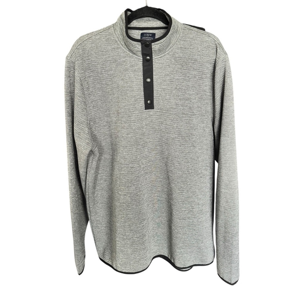 J.Crew Snap Neck Pullover XL Heather Gray Performance Knit Sweatshirt W132